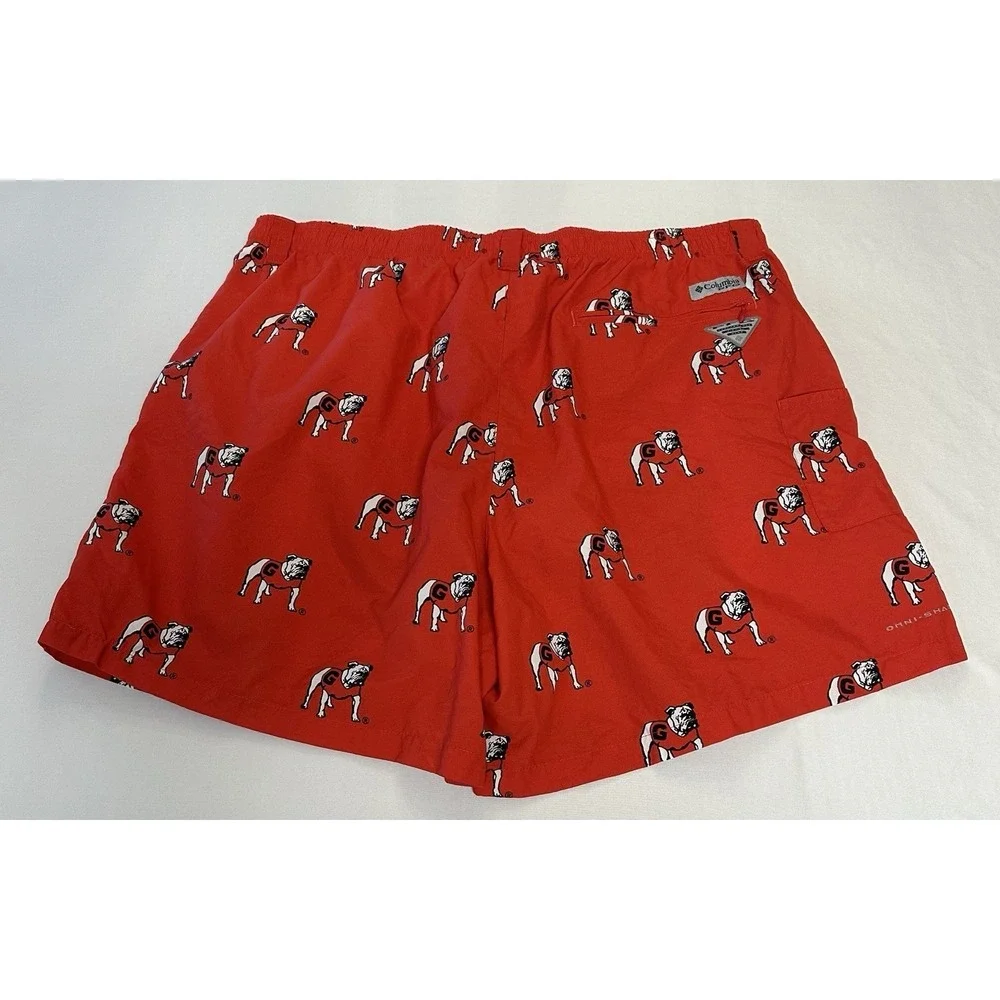 Columbia‎ Men's UGA Bulldogs Swim Trunks Size XXL Red Georgia Print Swim Shorts